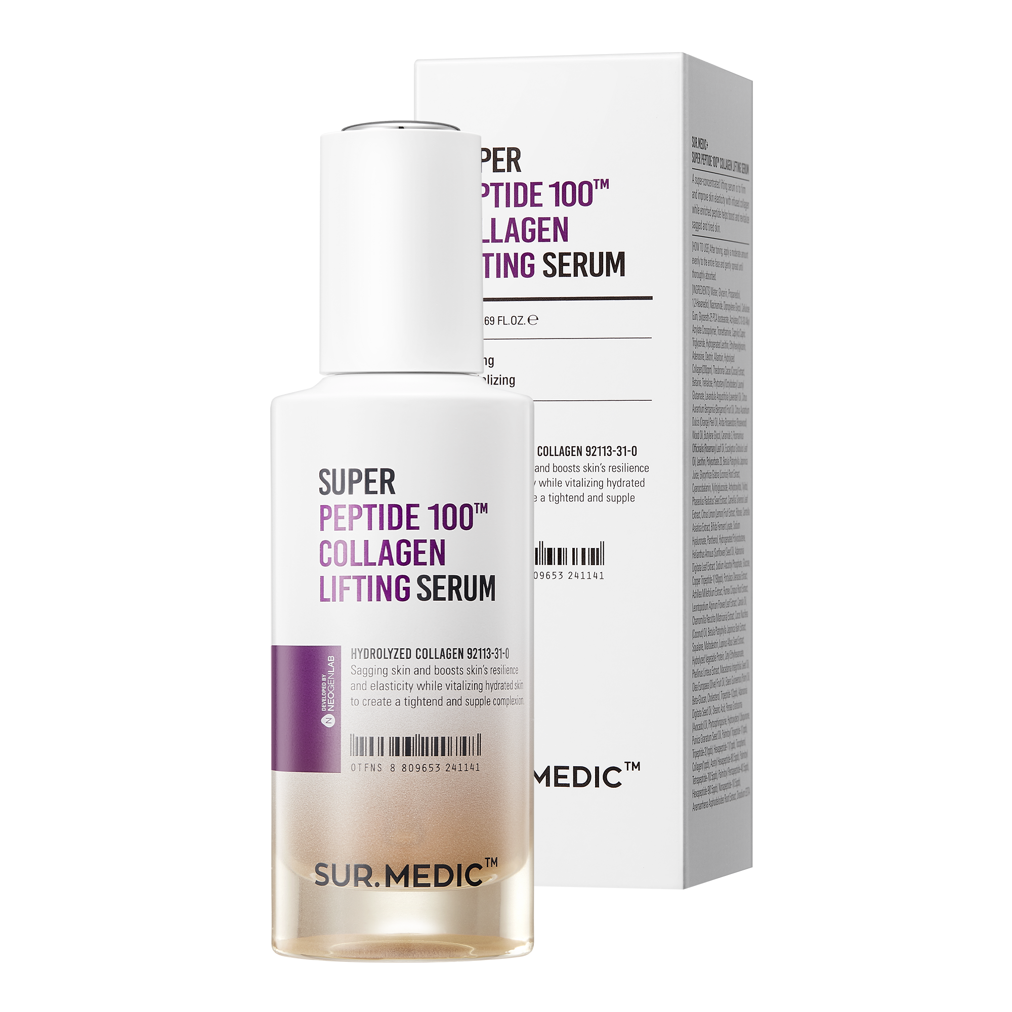 SUR.MEDIC+ SUPER PEPTIDE 100 COLLAGEN LIFTING SERUM 1.69 oz / 50ml